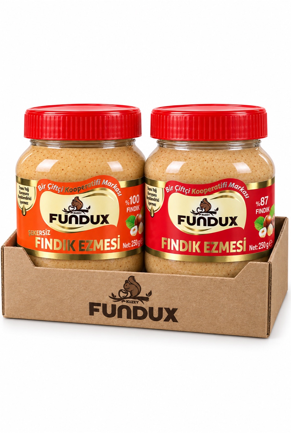 Şekerli & Şekersiz Fındık Ezmesi (250gr + 250gr)